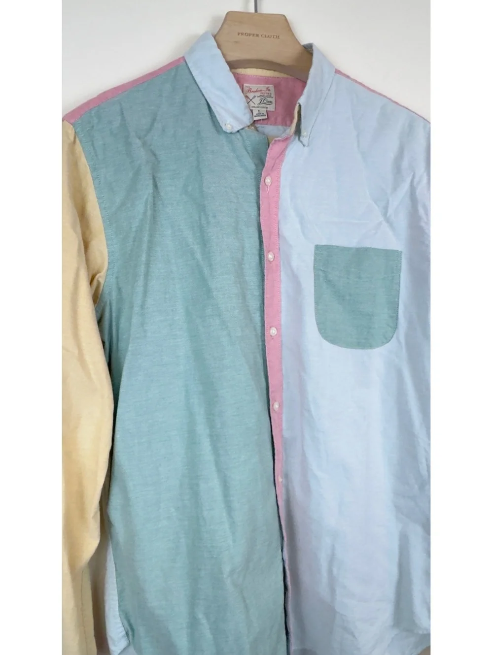J.Crew Broken-In Oxford Organic Cotton Colorblock Shirt Men’s Large Multicolor